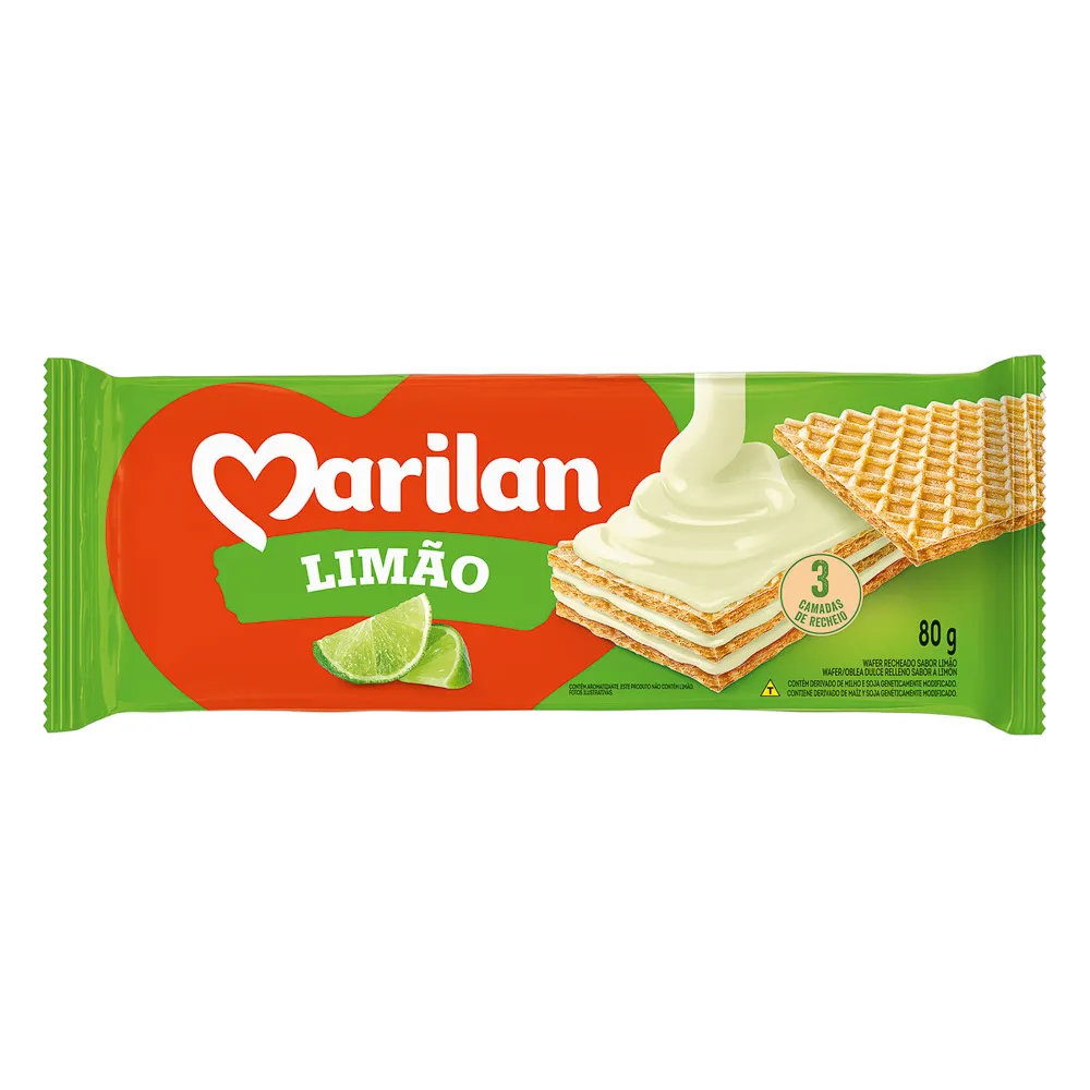 Biscoito Wafer Marilan Sabor Limão com 115g