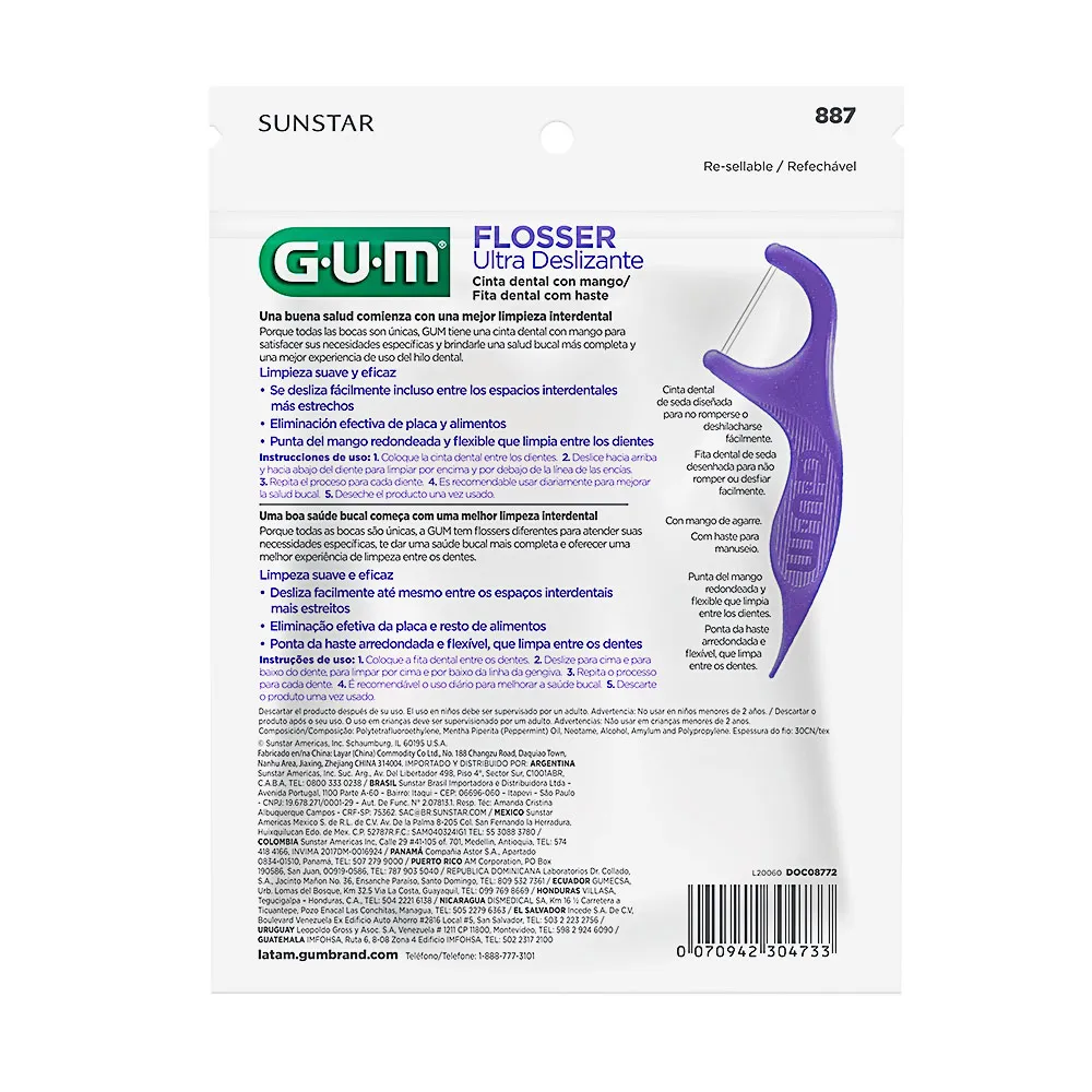 Fio Dental Gum Ultra Deslizante Flossers com 40 Unidades