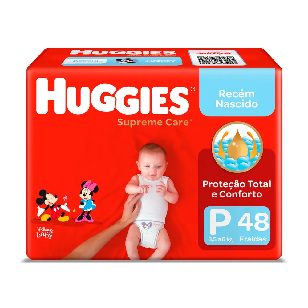 Fralda Huggies Supreme Care Tamanho P Mega 48 Unidades Descartáveis