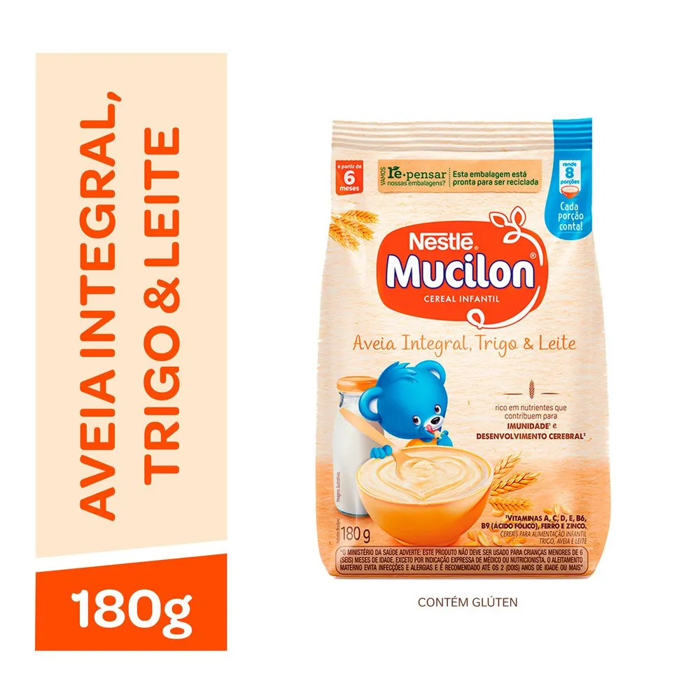 Mucilon Aveia, Trigo e Leite Cereal Sachê 180g