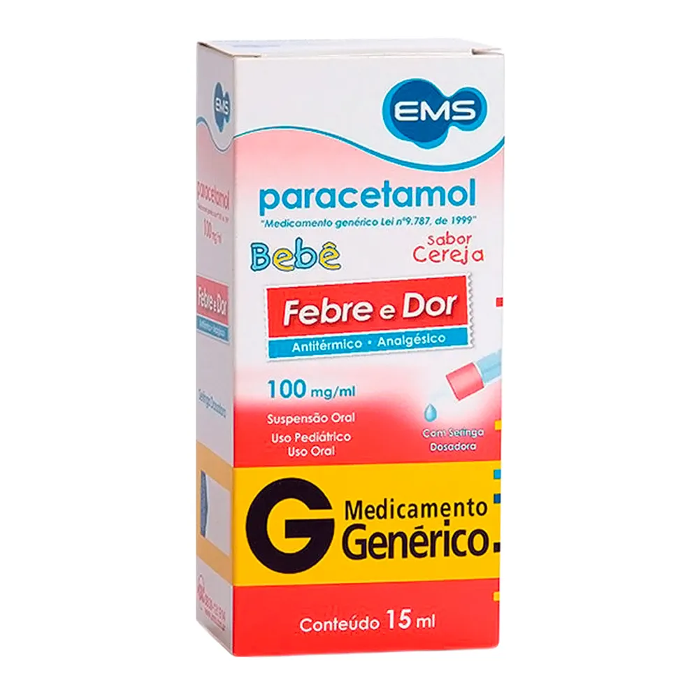 Paracetamol Bebê 100mg/ml EMS Genérico Suspensão com 15ml - Drogaria Araujo