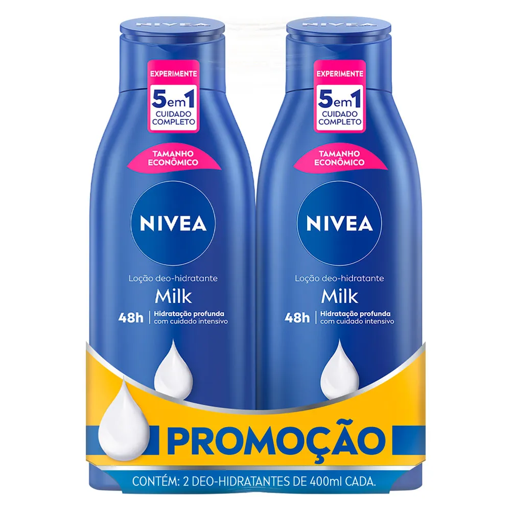 Loção Nivea Milk para Pele Seca a Extrasseca Pack Promoção