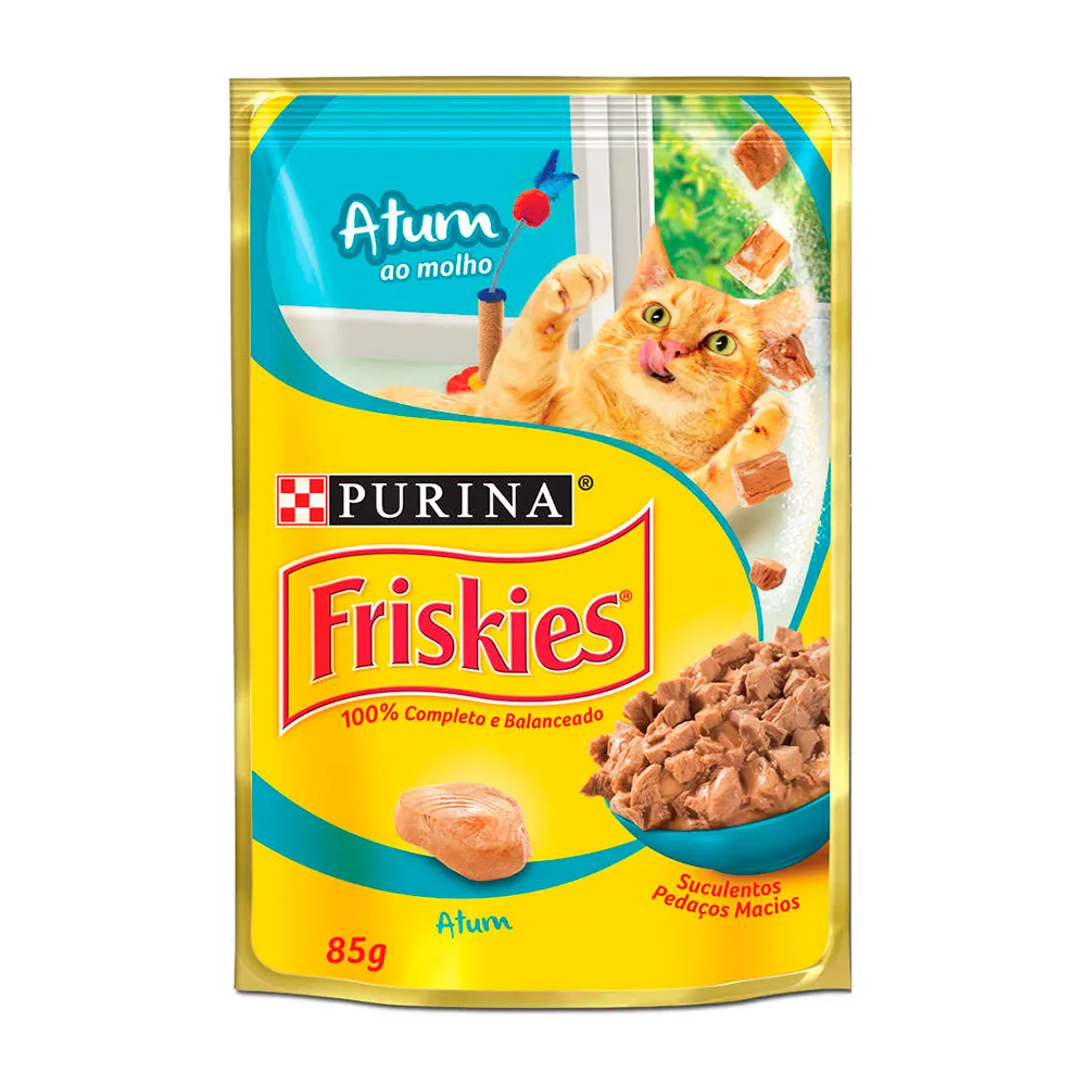 Ração Úmida para Gatos Friskies Adultos Sabor Atum ao Molho em Sachê 85g