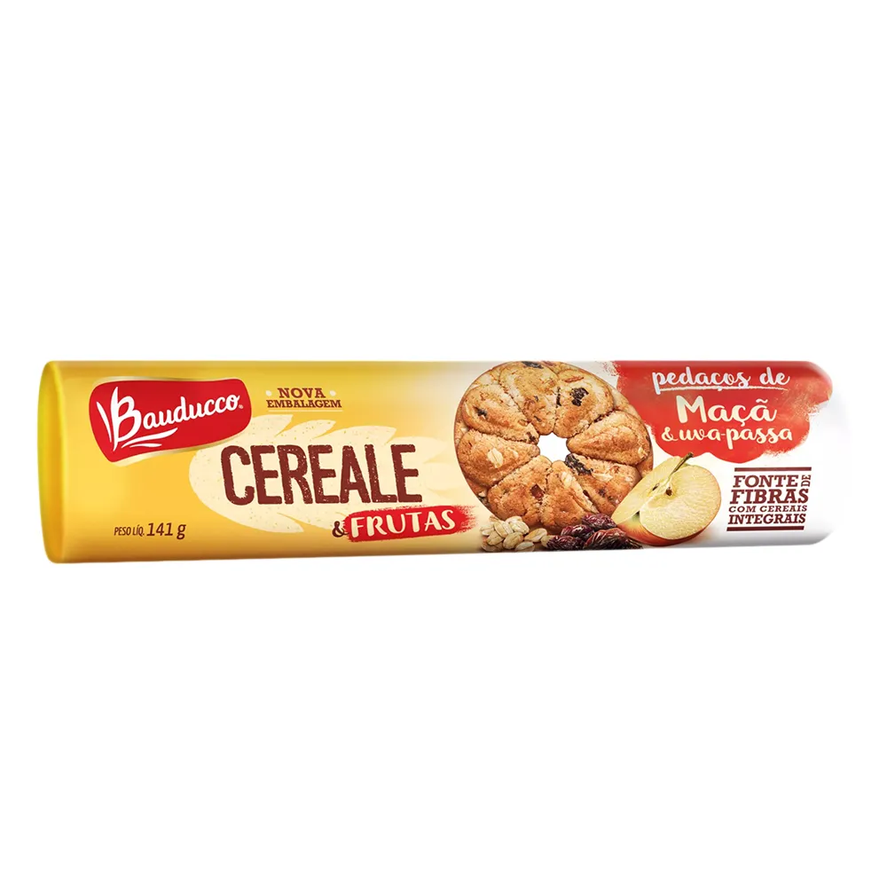 Biscoito Integral Bauducco Cereale Maçã e Uva Passa com Leite 141g
