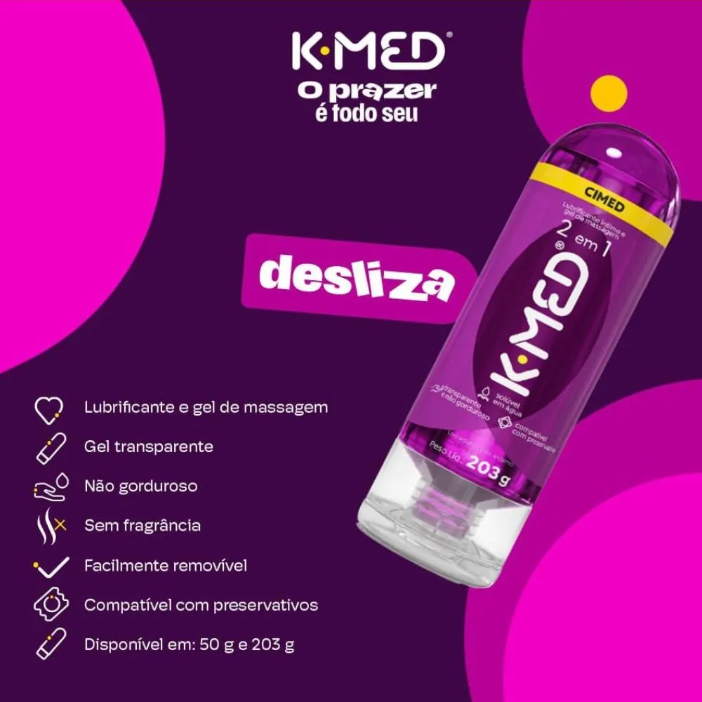 Gel Lubrificante Íntimo K-Med 2 em 1 com 203g - Drogaria Araujo