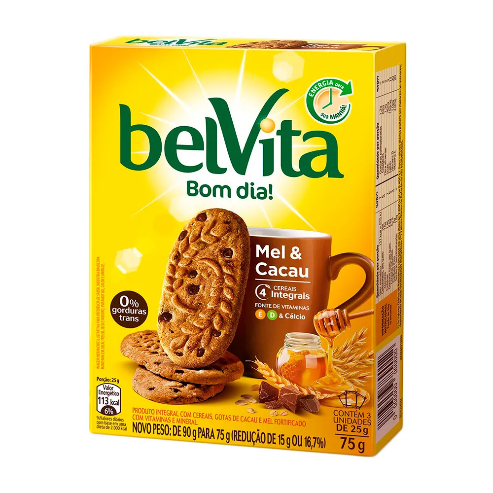 Biscoito BelVita Mel E Cacau Multipack 75g com 3 Unidades de 25g