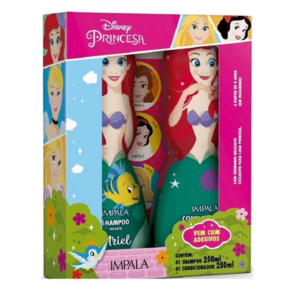 Shampoo + Condicionador Infantil Impala Disney Princesa Ariel 250ml cada