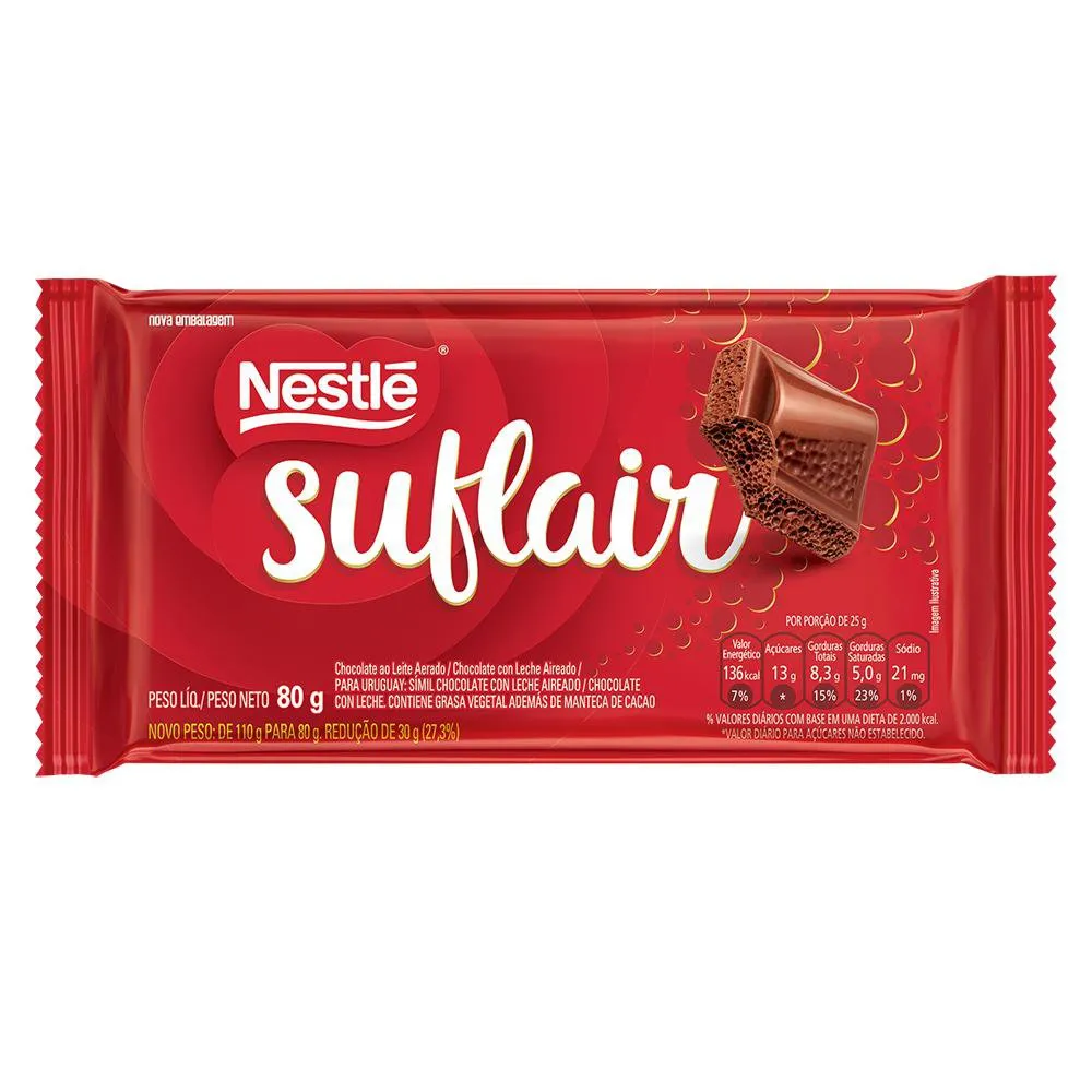 Chocolate Nestlé Suflair Ao Leite 80g