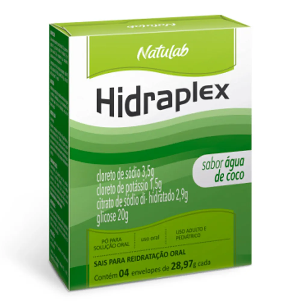 Hidraplex Reidratante Pó para Solução Oral Sabor Água de Coco com 4 Envelopes de 27,9g cada