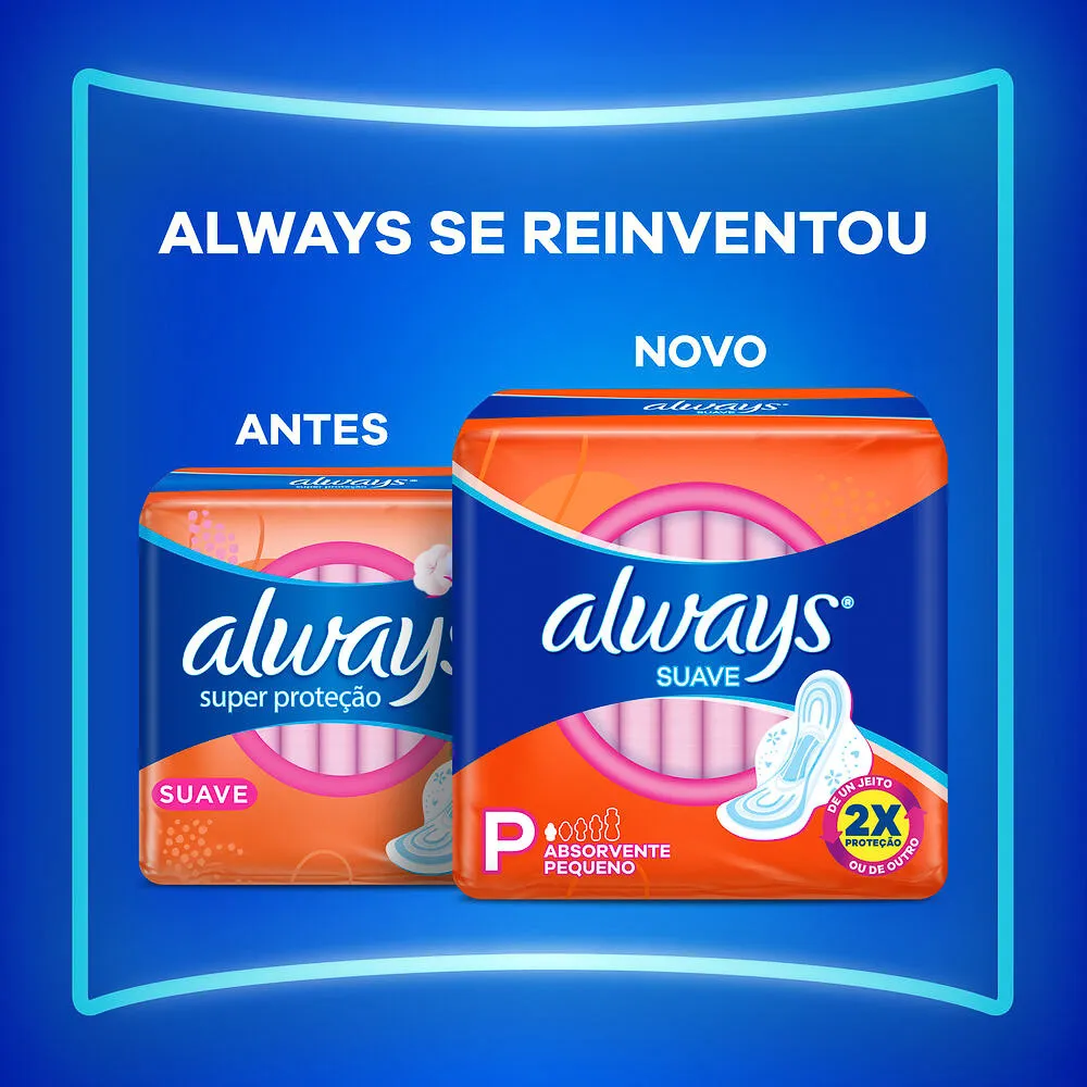 Absorvente Always com Abas Suave Tamanho P com 16 Unidades