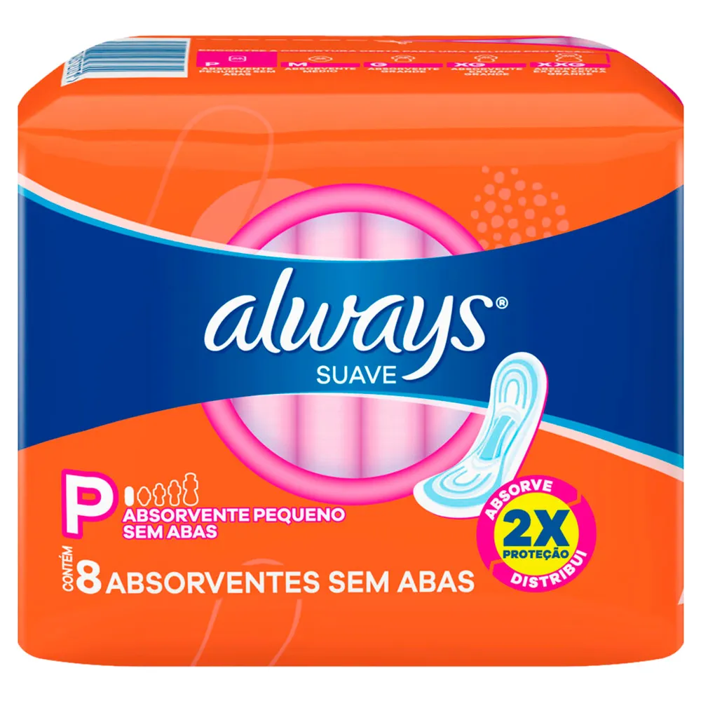 Absorvente Always Suave Tamanho P Sem Abas 8 Unidades_1