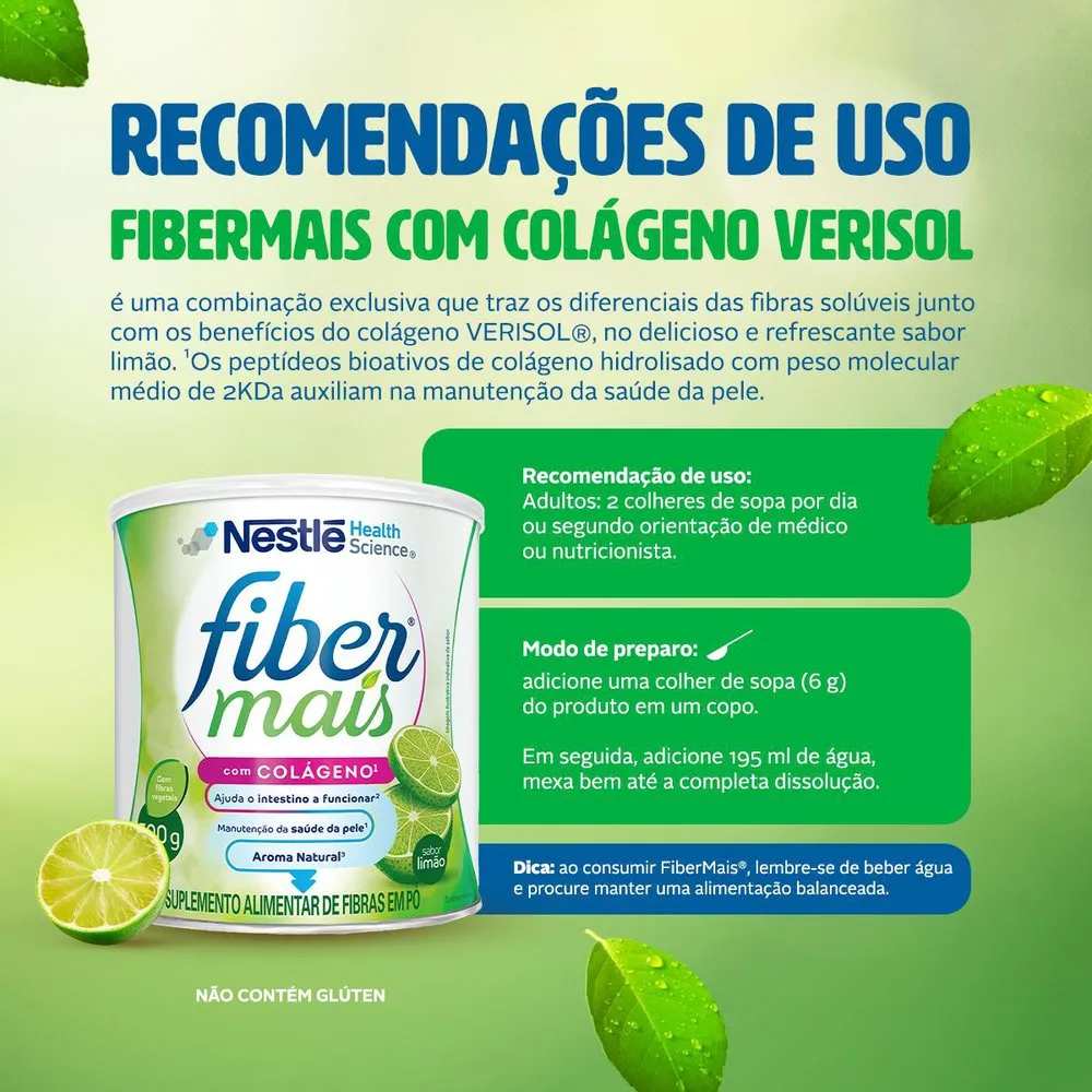 Suplemento Alimentar FiberMais Colágeno Mix de Fibras Sabor Limão