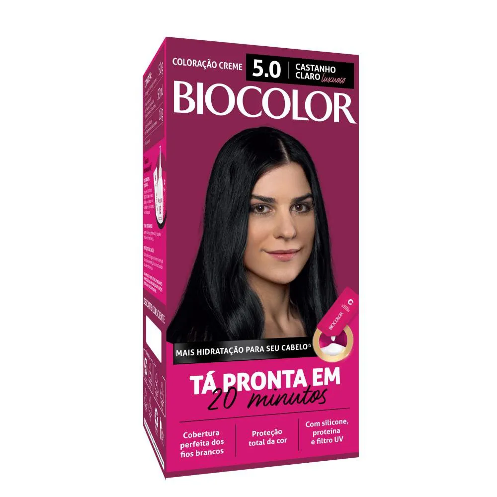 Tinta de Cabelo Biocolor Mini Kit Castanho Claro Luxuoso 5.0 - Drogaria ...