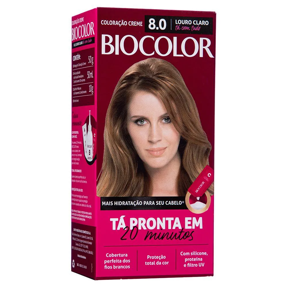 Tinta de Cabelo Biocolor Mini Kit Louro Claro Radiante 8.0-1