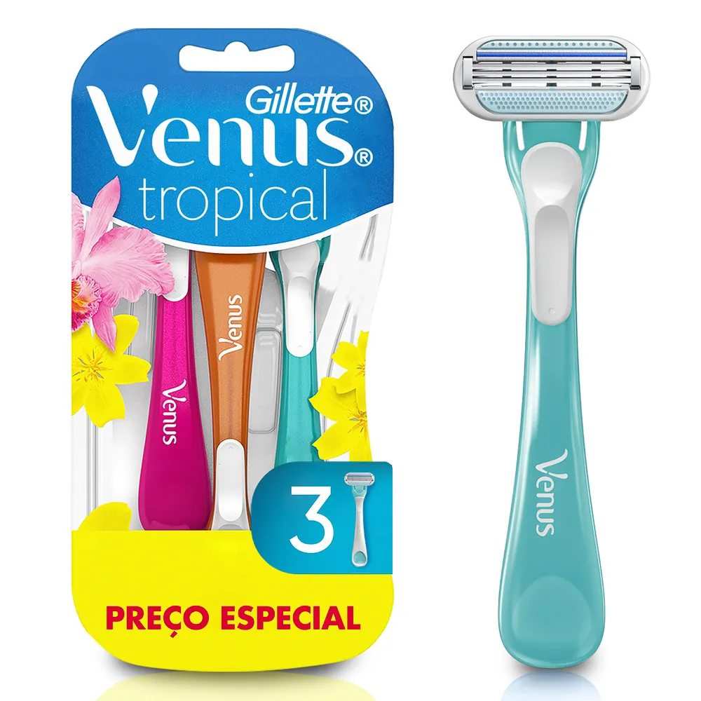 Aparelho de Depilação Gillette Venus Tropical com 3 Unidades Preço Especial