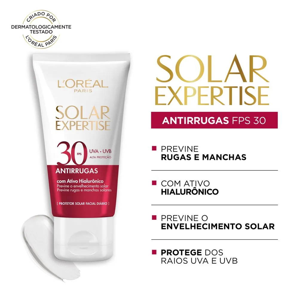 Protetor Solar Facial L'Oréal Solar Expertise Antirrugas FPS 30 Creme 40g