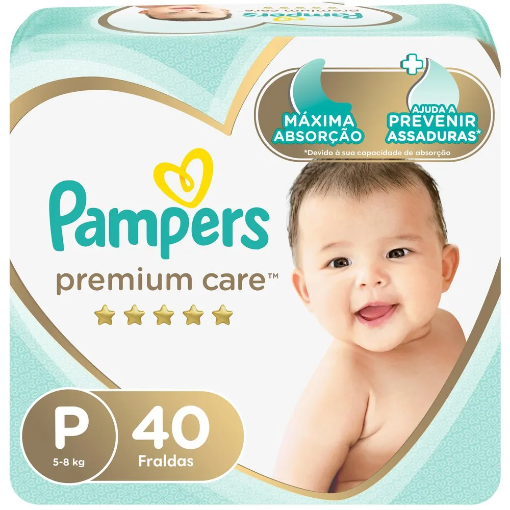 Fralda Pampers Premium Care Pacote Mega Tamanho P 40 Fraldas Descartáveis