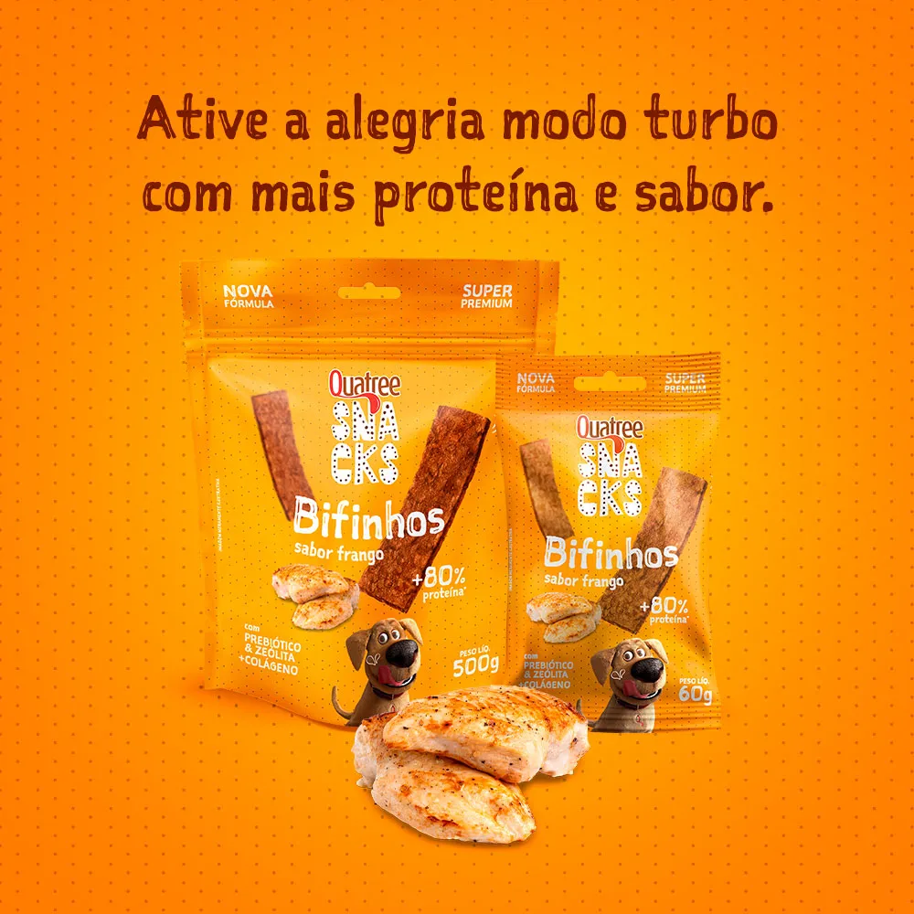Quatree Snacks Bifinho Sabor Frango 60g - Drogaria Araujo