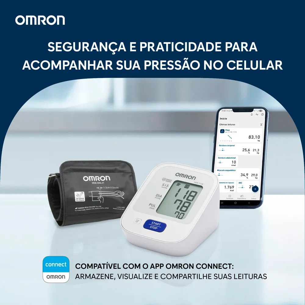 Aparelho de Pressão Omron Automático Braço Control+ HEM 7122 com 1
