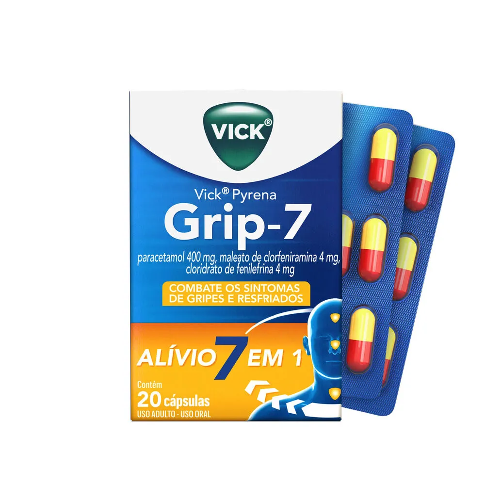 Vick Pyrena Grip-7 com 20 Cápsulas