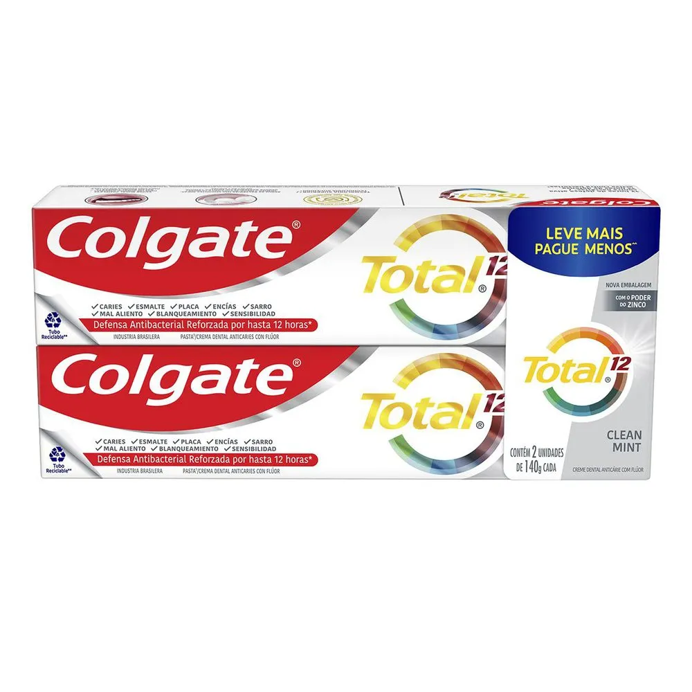 Creme Dental Colgate Total 12 Clean Mint 140g 2 Unidades Leve mais Pague Menos