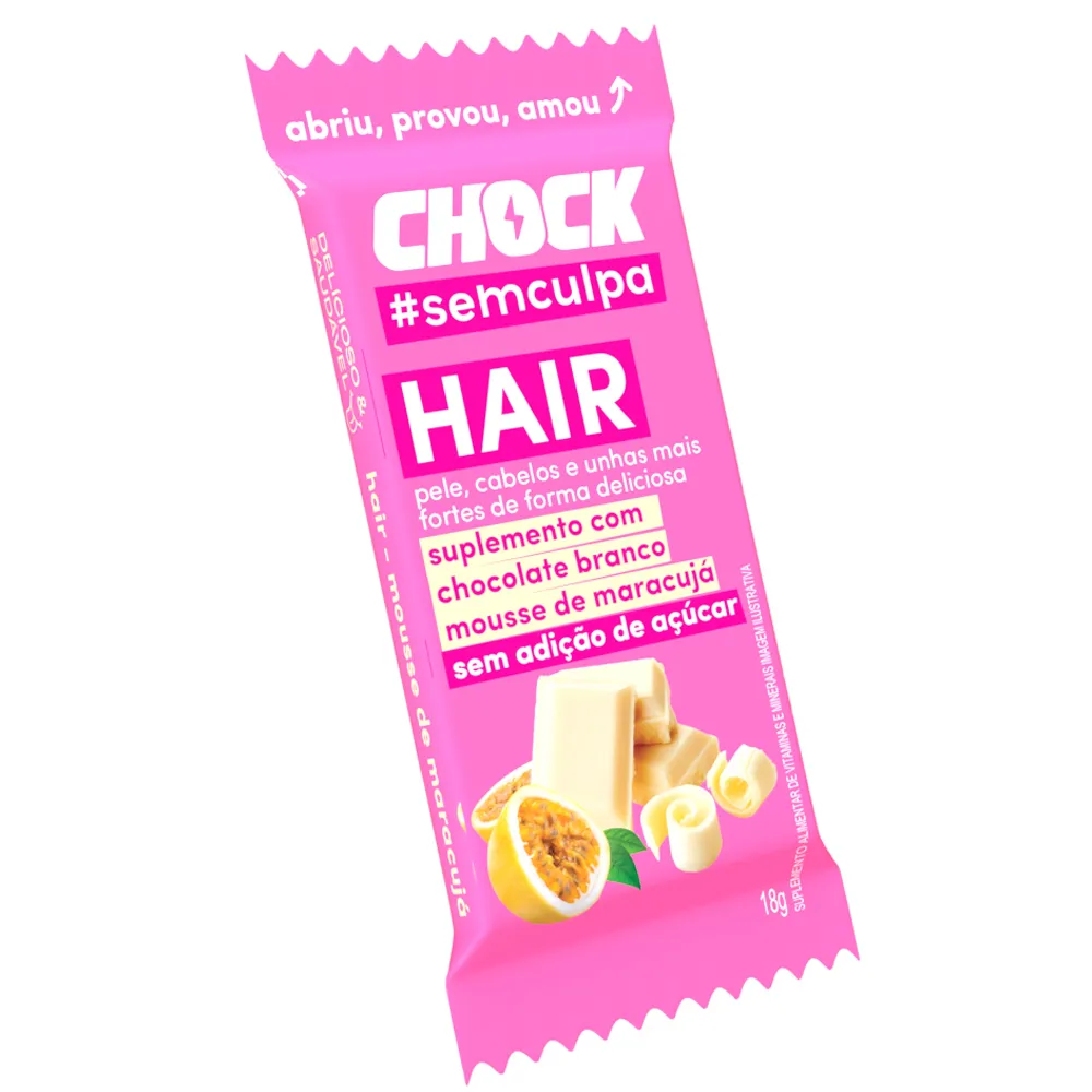 Chocolate Branco Chock Hair #Semculpa Mousse de Maracujá 18g Frente