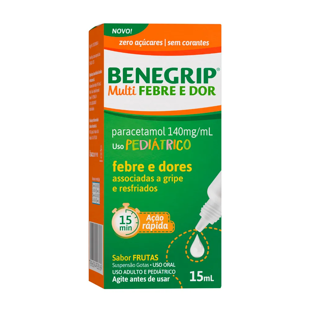 Benegrip Multi Febre e Dor Pediátrico Gotas com 15ml