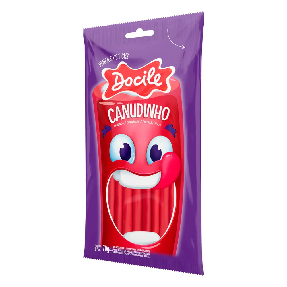 Balas Canudinho sabor Morango 70g