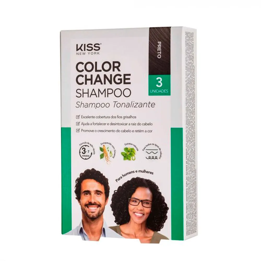 Shampoo Tonalizante Kiss New York Color Change Preto com 3