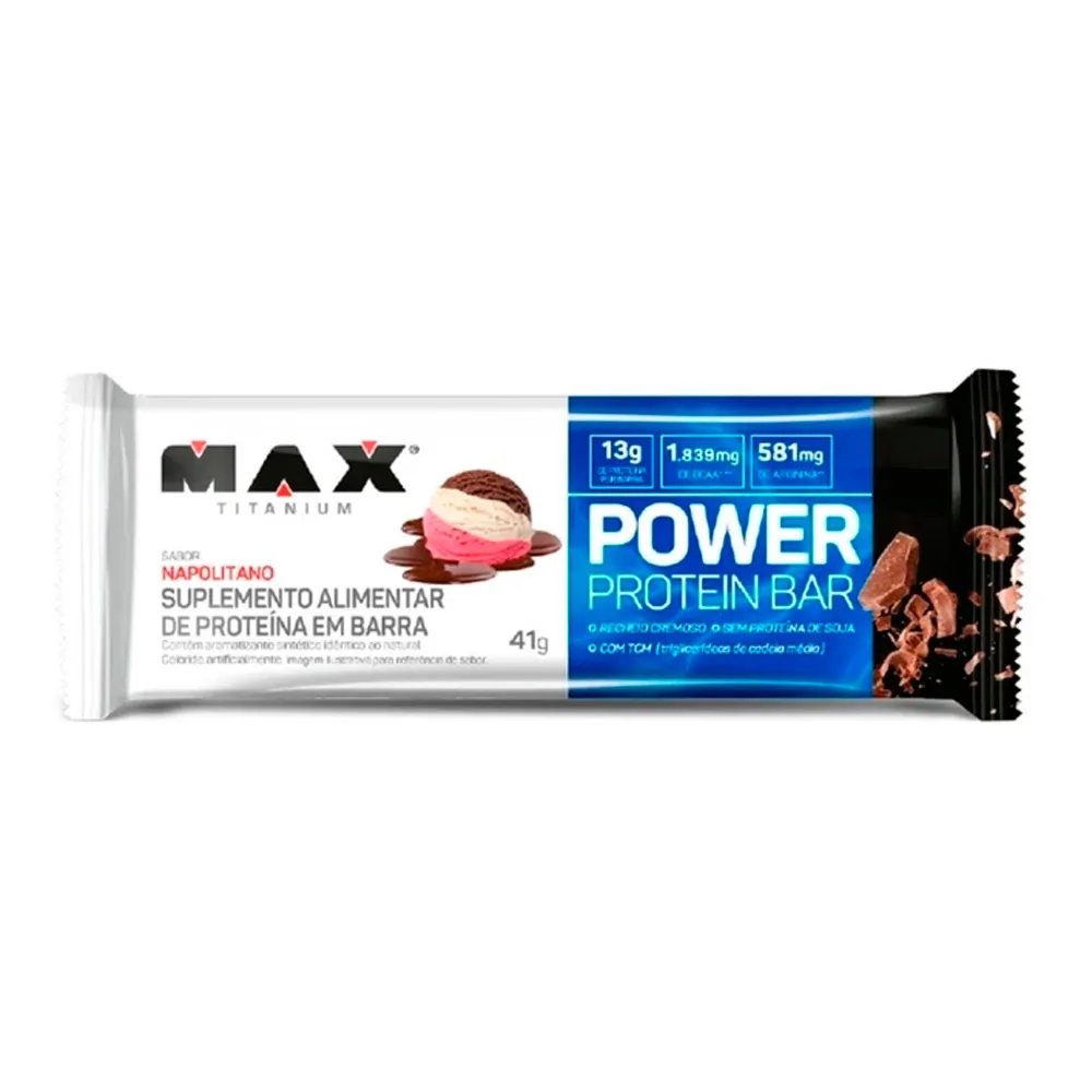 Barra de Proteína Max Titanium Power Protein Bar Sabor Napolitano 41g