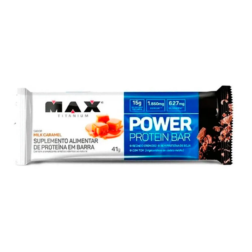 Barra de Proteína Max Titanium Power Protein Bar Sabor Milk Caramel 41g