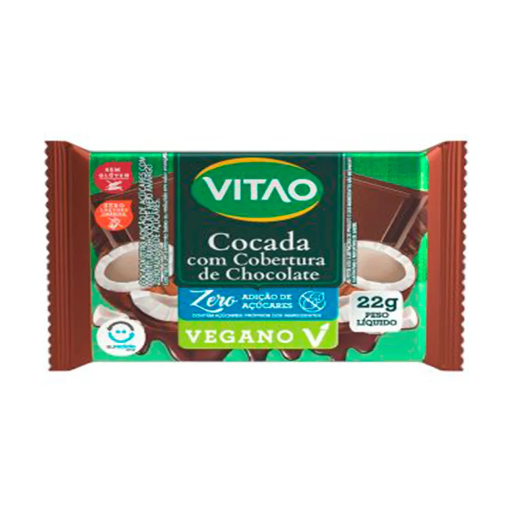 Cocada Vitao Com Cobertura de Chocolate Zero Açucares Vegano 22g