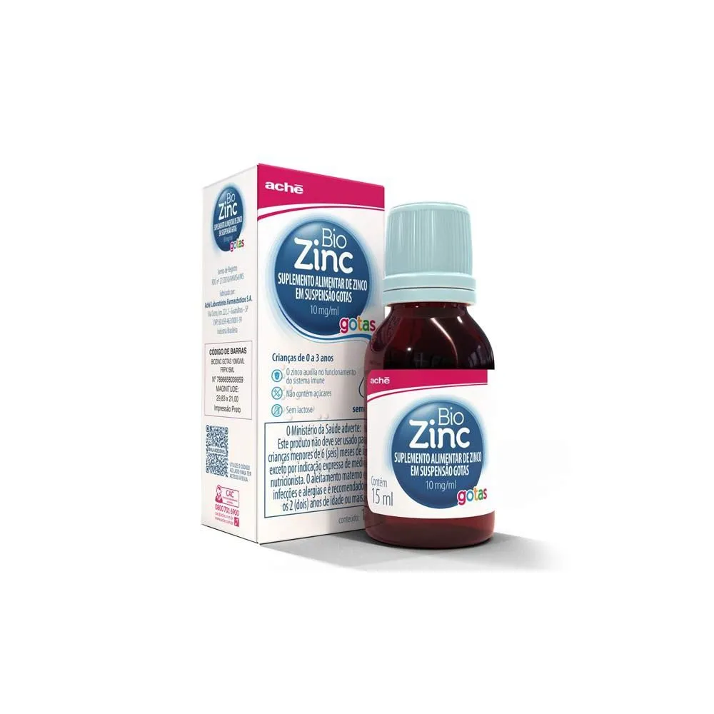 Biozinc BioZinc 10mg/ml Infantil Suplemento Alimentar de Zinco Gotas com 15ml ...