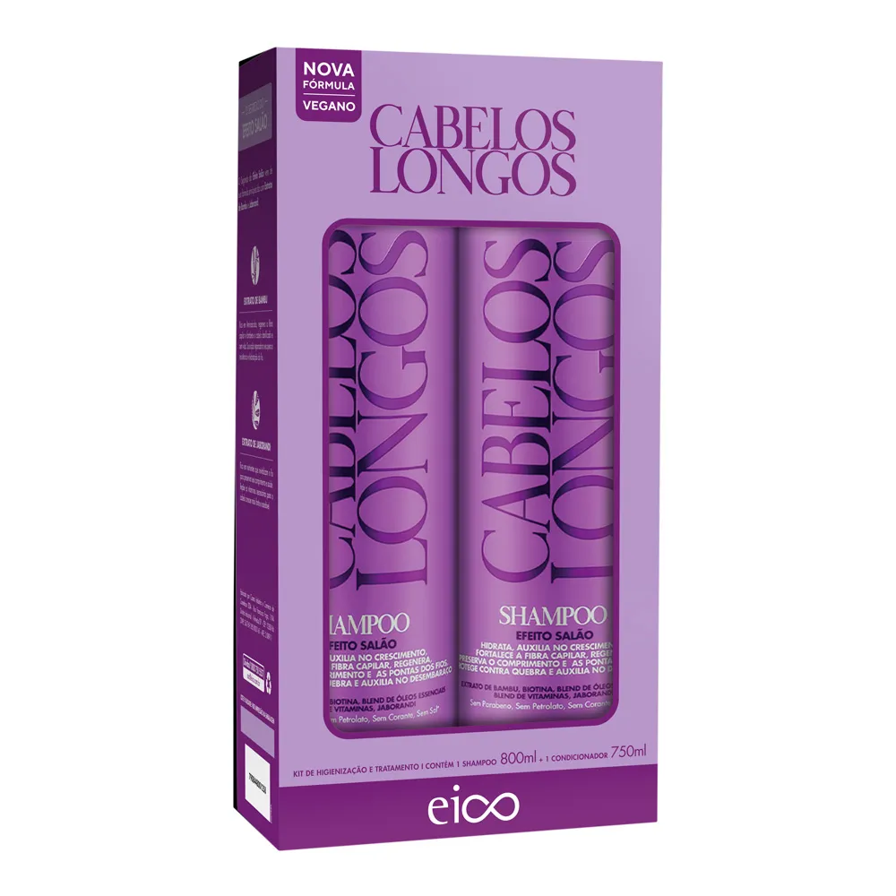 Kit Shampoo + Condicionador Eico Cabelos Longos 800ml + 750ml