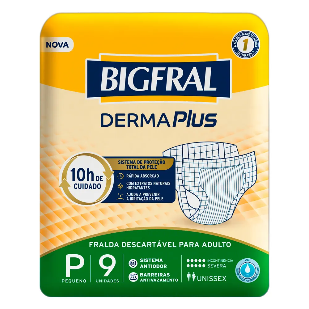 Fralda Bigfral Derma Plus P 9 Unidades