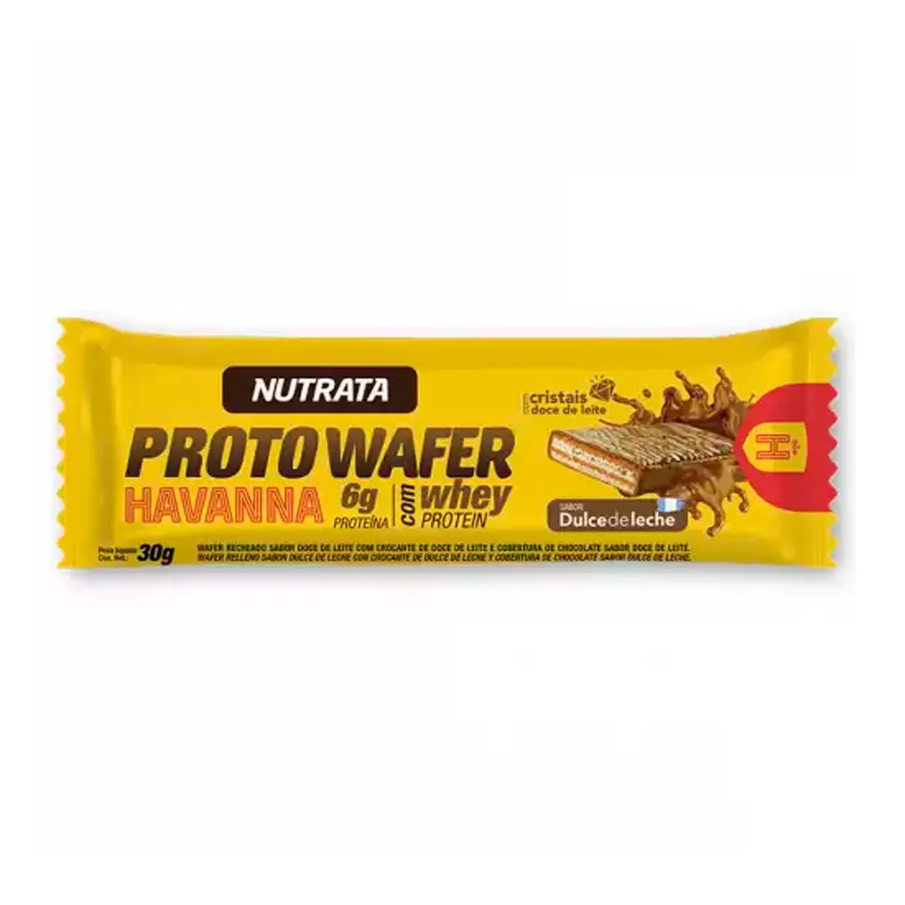 Proto Wafer Nutrata com Whey Protein e 6g de Proteína Sabor Dulce De Leche Havanna 30g