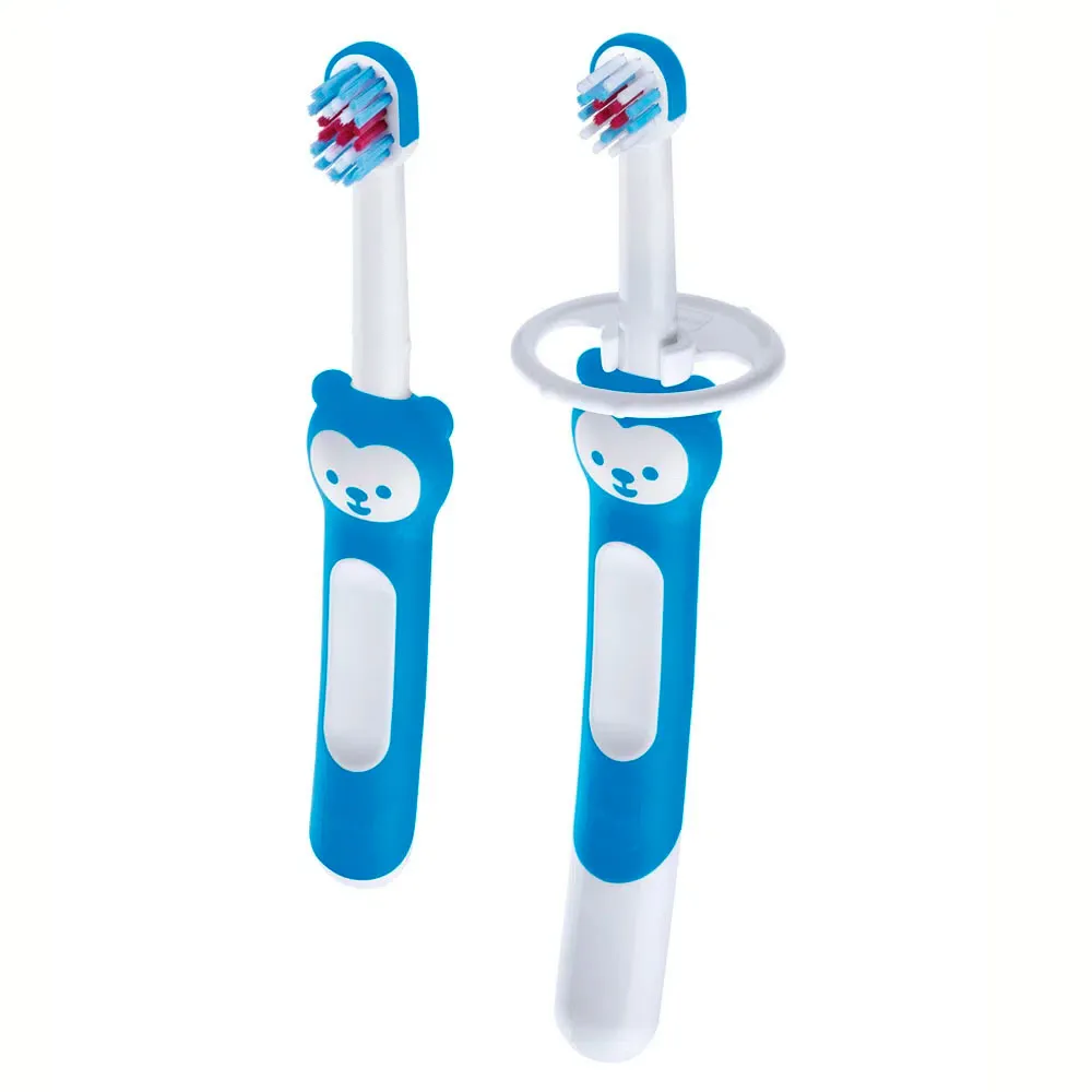 Escova Dental Infantil Mam Learn To Brush 5+ Meses Azul com 2 Unidades
