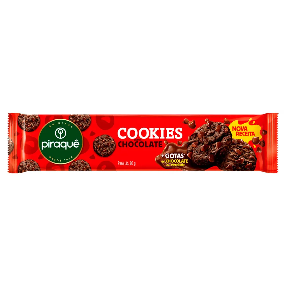 Biscoito Piraquê Cookies Chocolate 80g