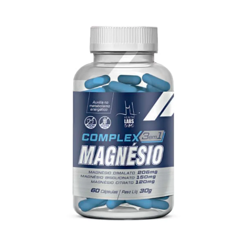 Complex Magnésio 3 em 1 Health Labs 60 Cápsulas - Drogaria Araujo