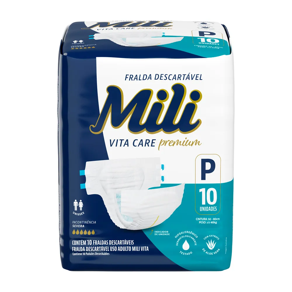 Fralda Geriátrica Mili Vita Care Premium Tamanho P com 10 Unidades