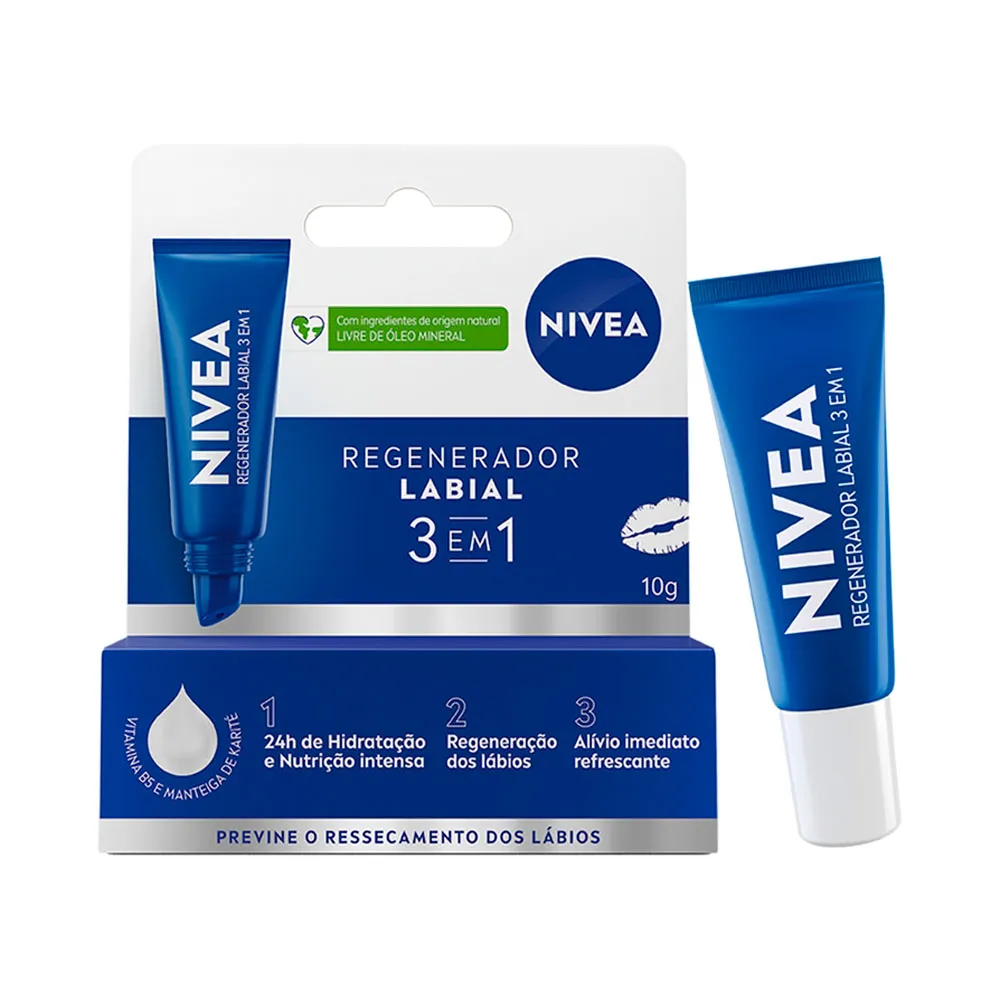 Hidratante Labial Nivea Regenerador Labial 3 em 1 com 10g