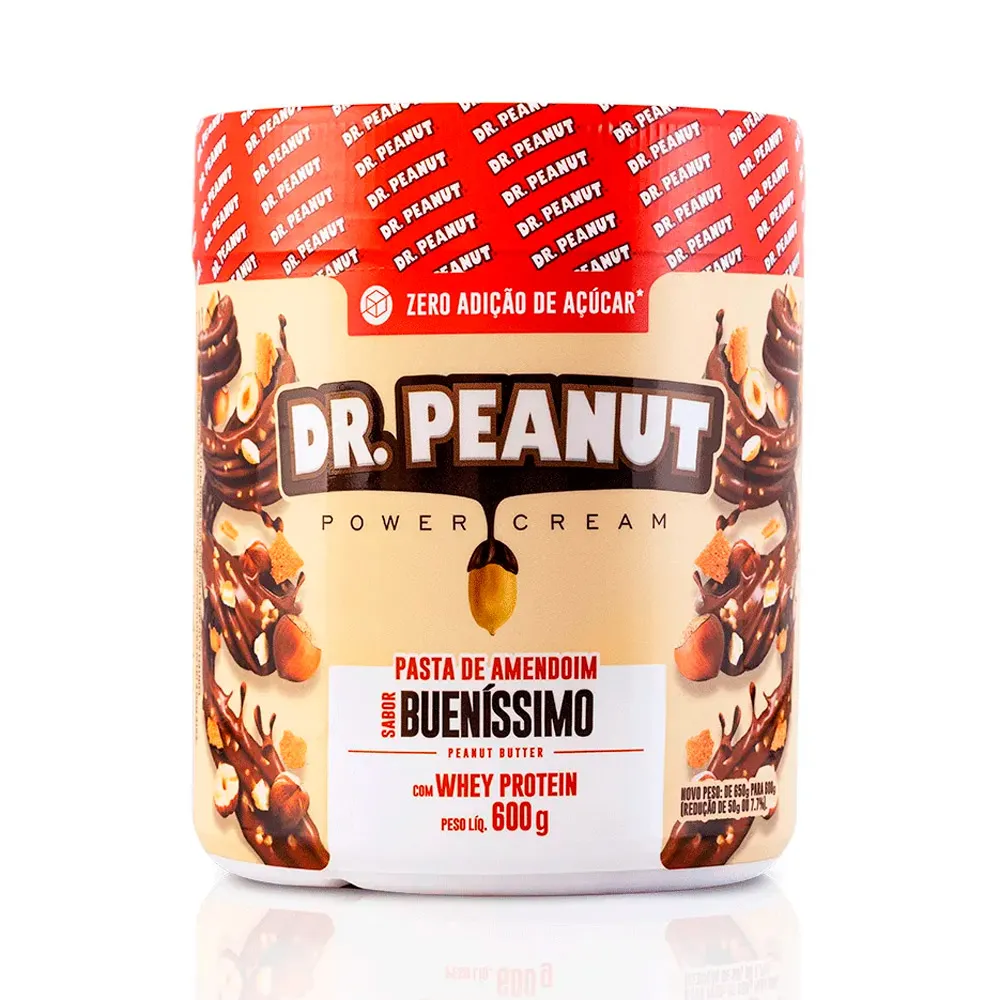 Pasta de amendoim Dr.Peanut Power Cream Bueníssimo com Whey Protein 600g