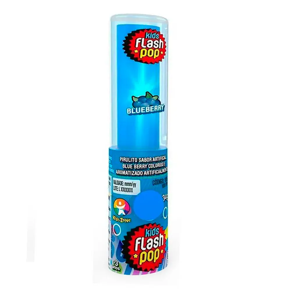 Pirulito Que Acende Kids Zone Flash Pop Mini Sabores Sortidos 17g
