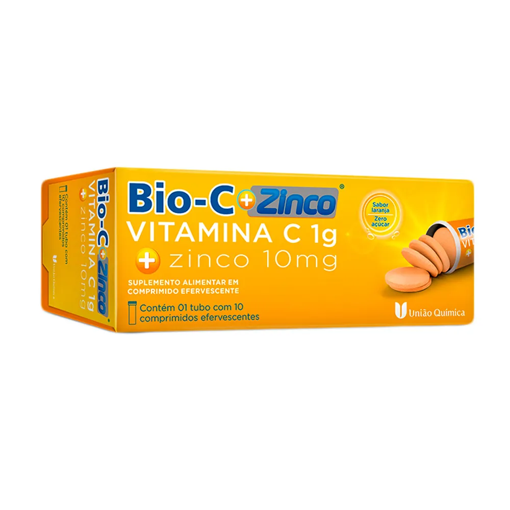 Bio C + Zinco Sabor Laranja com 10 Comprimidos Efervescentes
