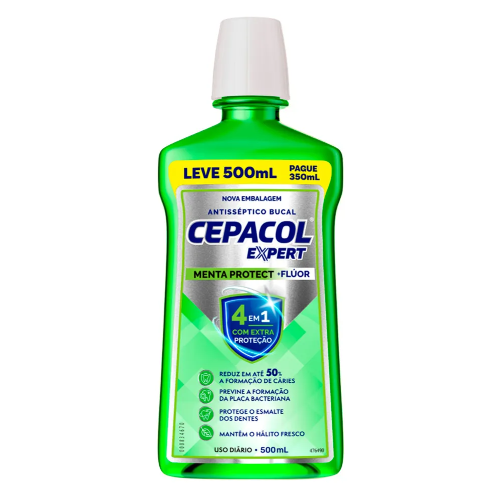 Antisséptico Bucal Cepacol Menta Intense 3 em 1 com 500ml