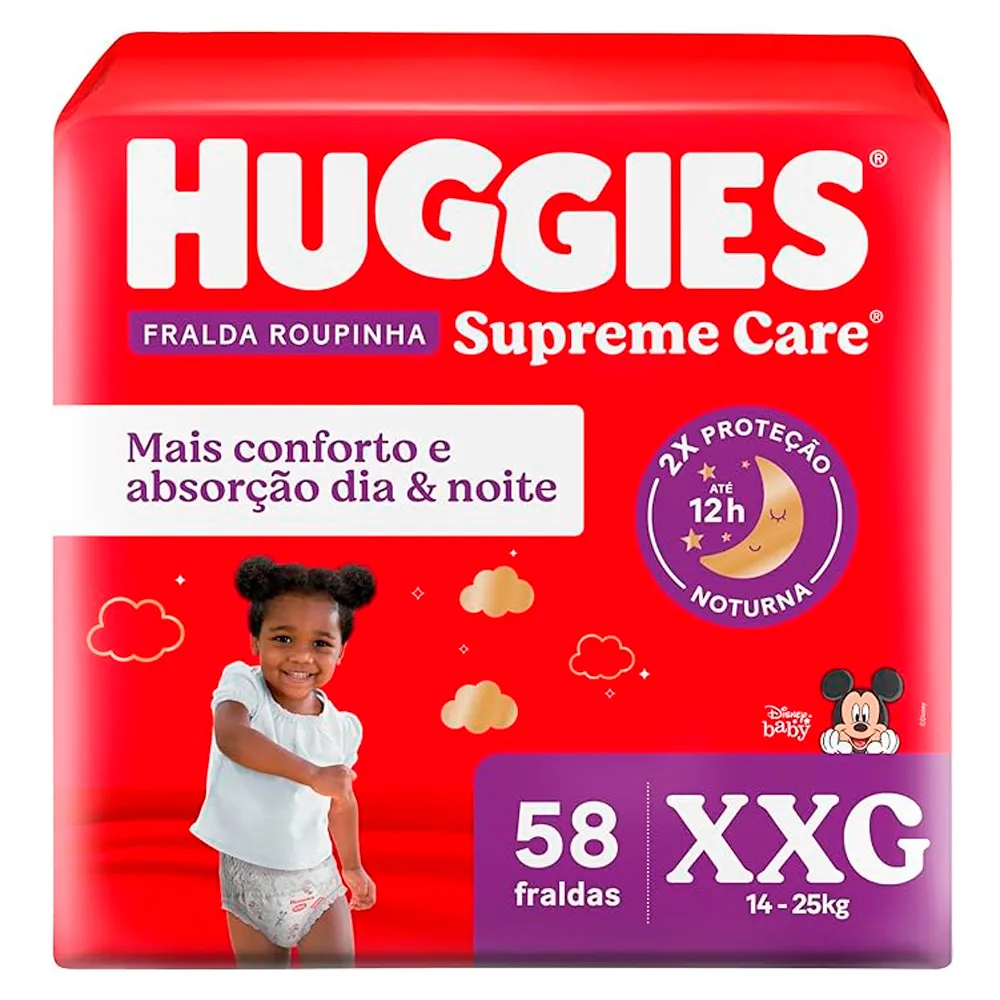 Fralda Roupinha Huggies Supreme Care Tamanho XXG 58 Unidades Descartáveis