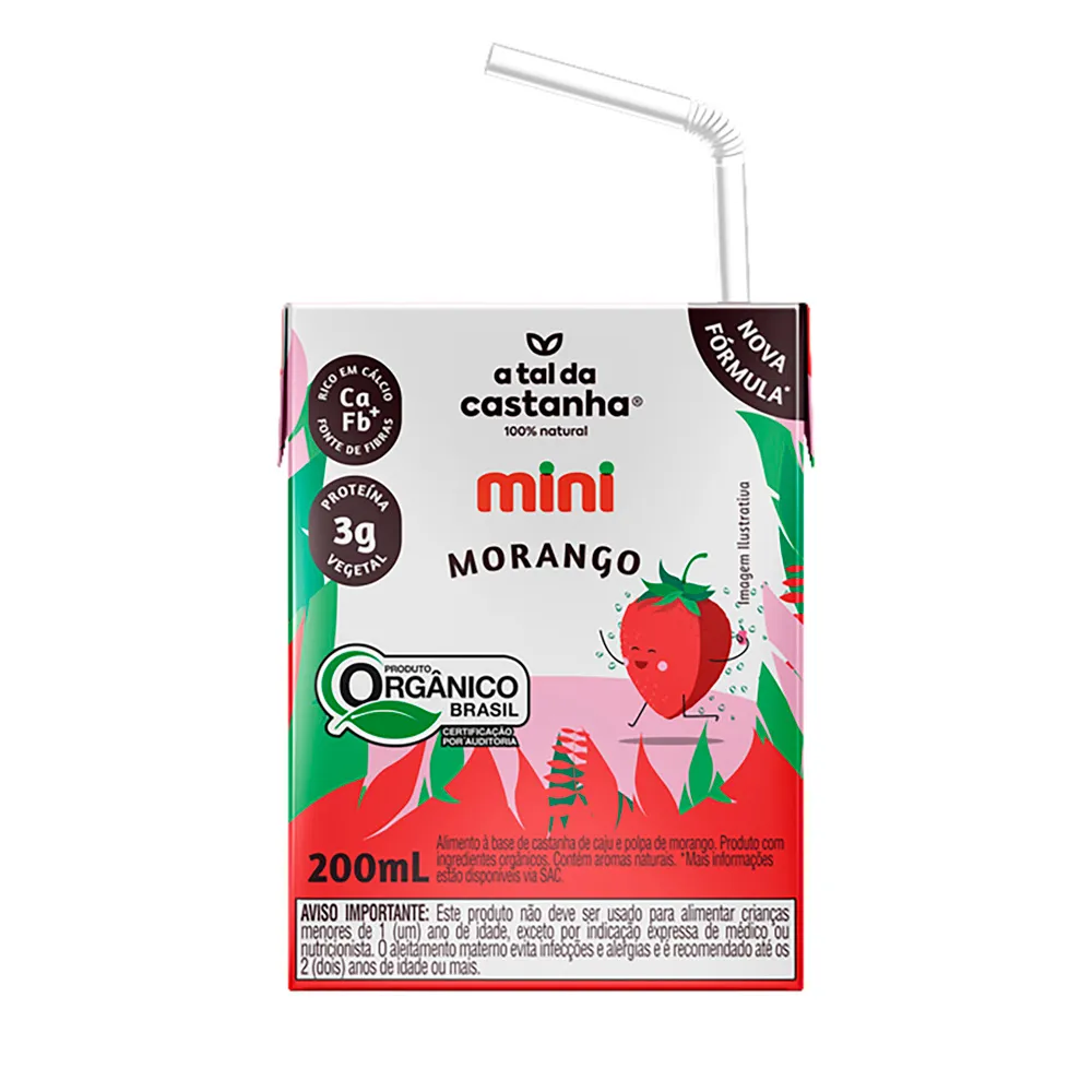 Bebida Vegetal A Tal Da Castanha Mini Sabor Morango 200ml