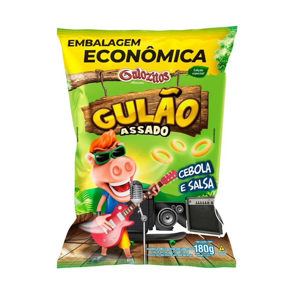 Salgadinho Gulão Assado Cebola e Salsa 180g Embalagem Econômica