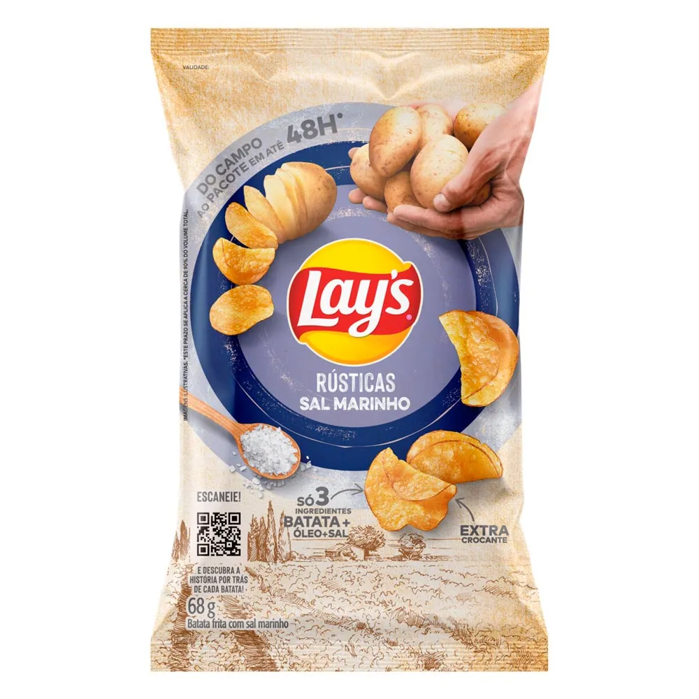 Batata Lays Rústicas Sal Marinho 68g