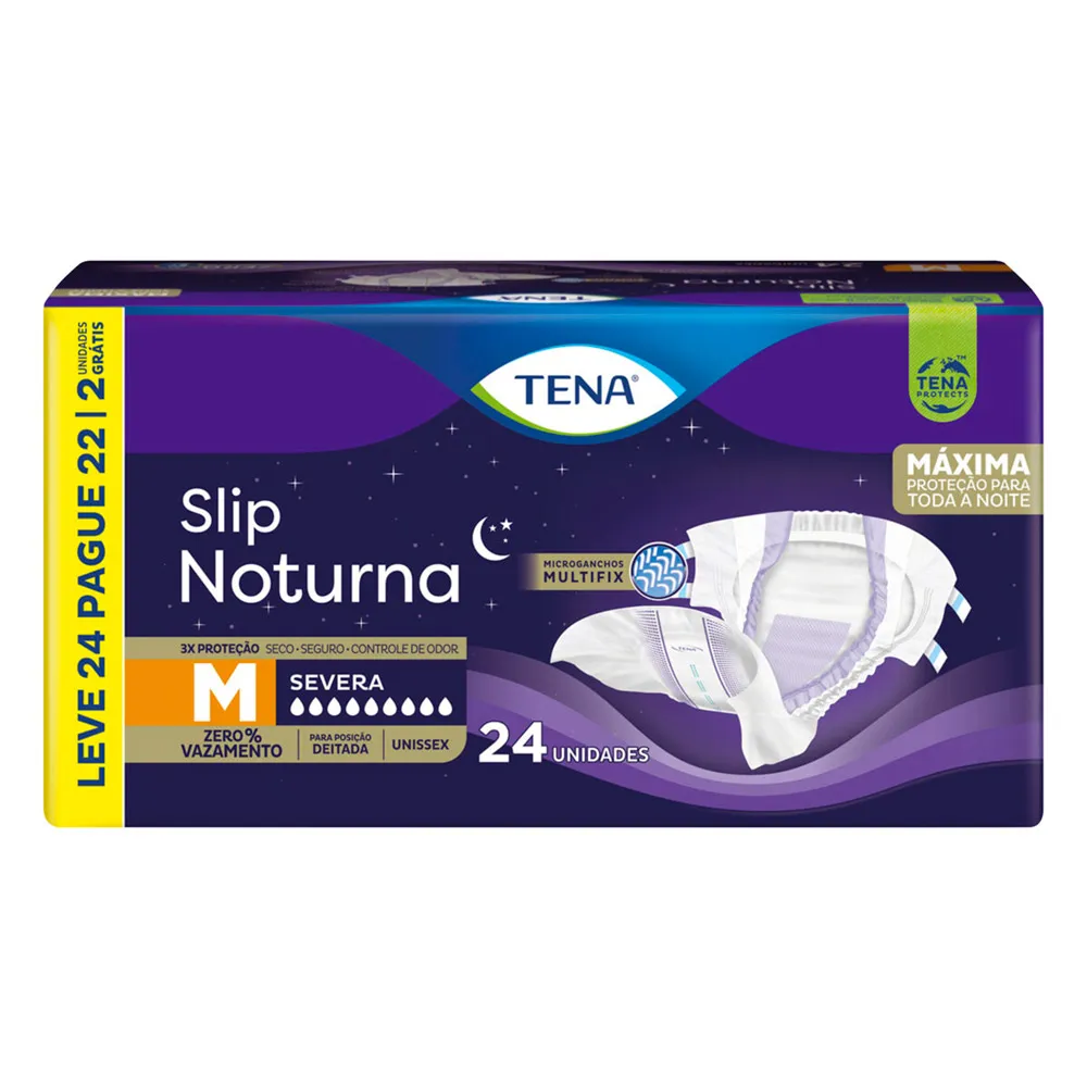 Fralda Geriátrica Tena Slip Noturno M com 24 Unidades